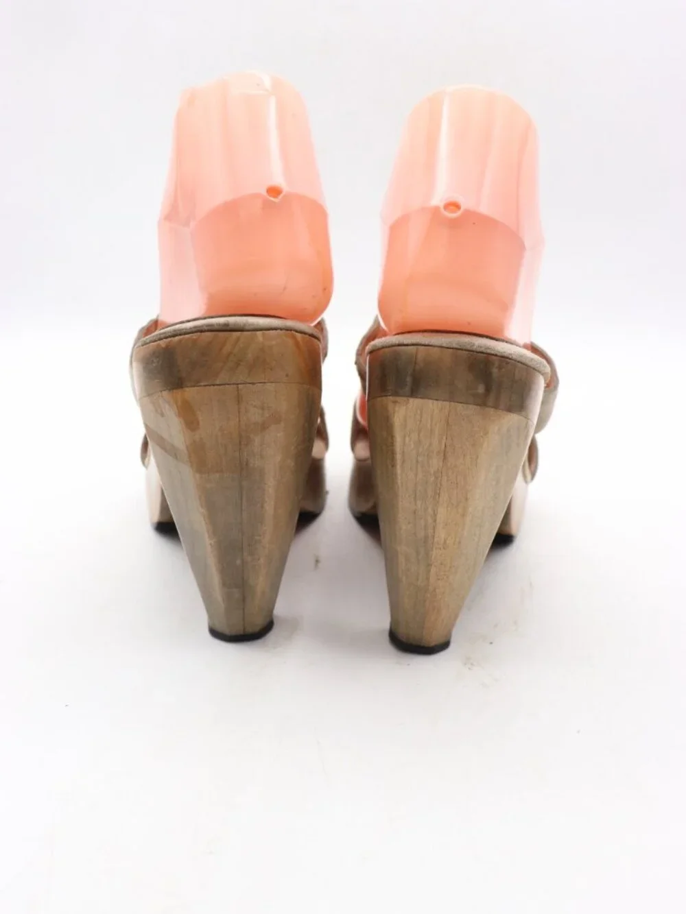 Calleen Cordero Women's Size 8 Studded Beige Leather Platform Sandal Heels